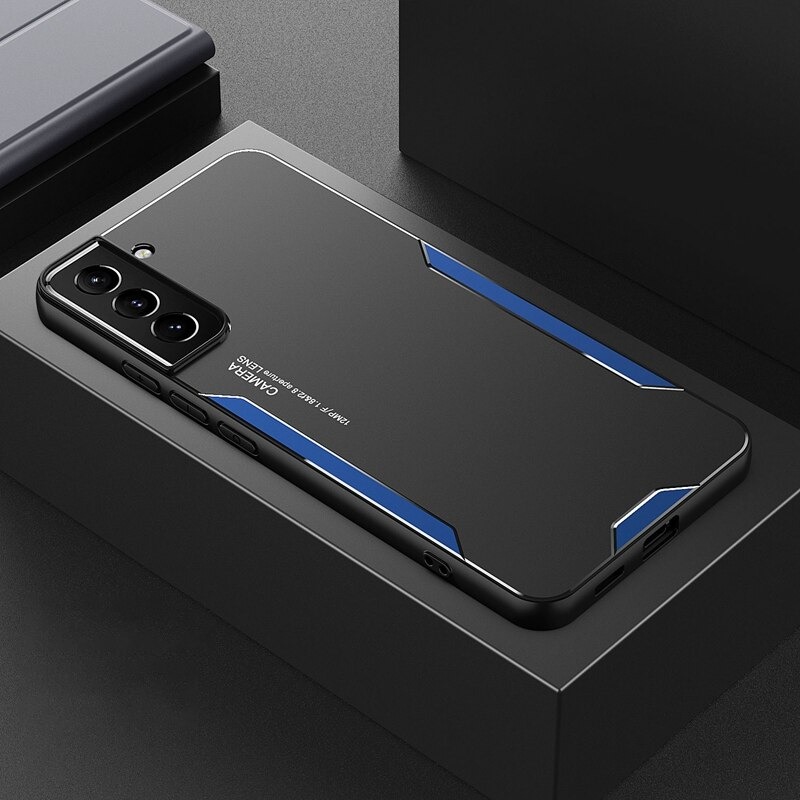 เคส Samsung Galaxy S22+ 5G #เคสฝาหลังไฮบริด Metal +TPU Shockproof metal back plate Phone Back Cover