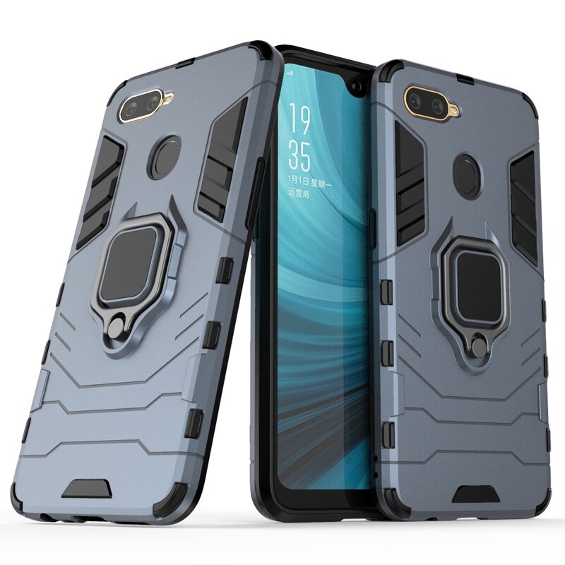 Case OPPO A12 #เคสฝาหลังพลาสติกแข็ง +TPU Hybrid Case มีแหวนสวมนิ้วโลหะ