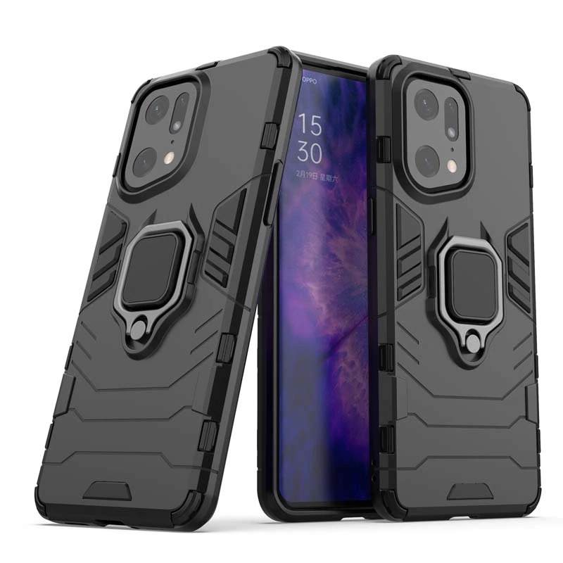 Case OPPO Find X5 Pro 5G #เคสฝาหลังพลาสติกแข็ง +TPU Hybrid Case มีแหวนสวมนิ้วโลหะ