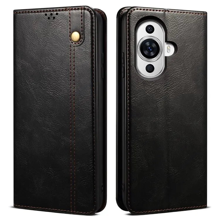 เคส Huawei nova 11 Pro #เคสฝาพับหนัง PU ผิวหนังม้า Waxy Crazy Horse Texture TPU + PU Leather Case Cover