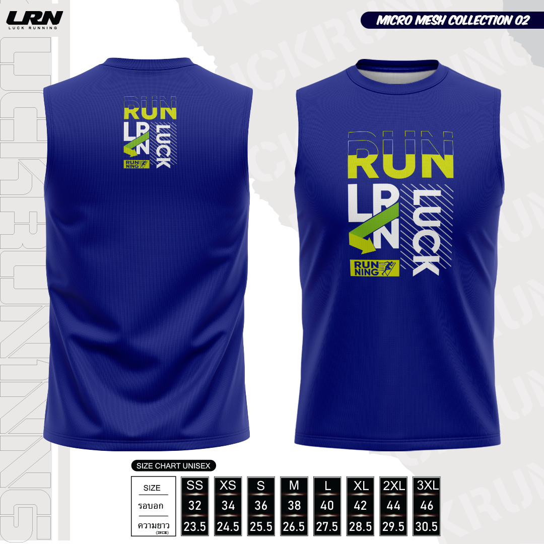 เสื้อวิ่งพิมพ์ลายแขนกุด LRN Collection 02 เนื้อผ้า Micro Mesh สำหรับวิ่งมาราธอน (MM10-02)