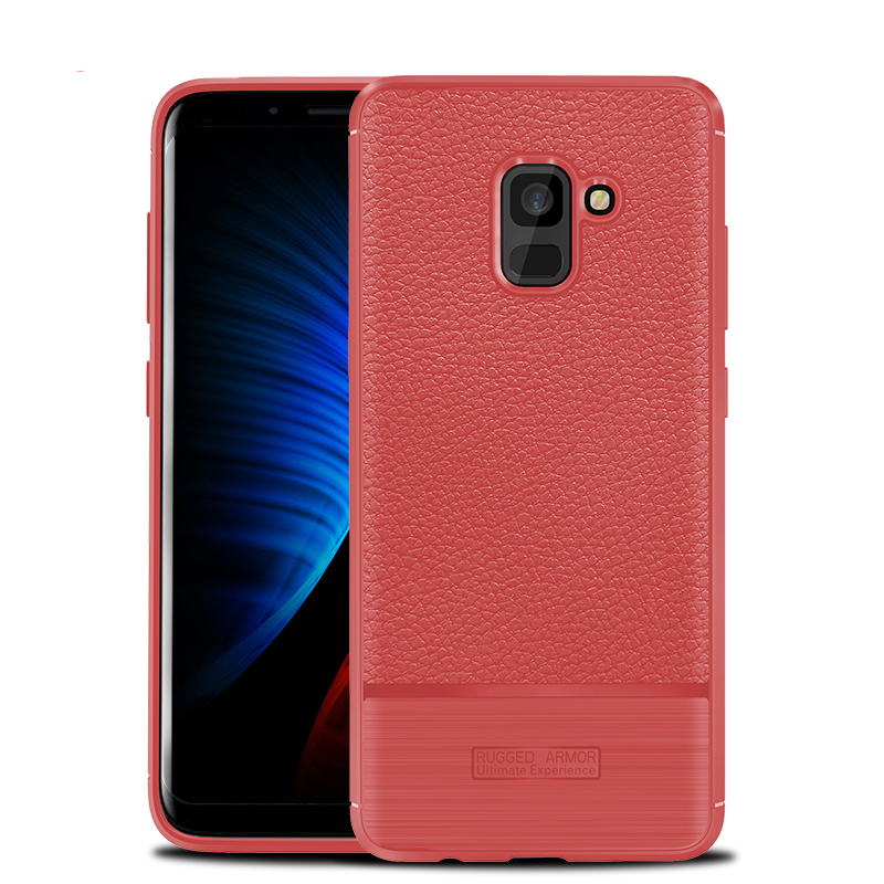Case Samsung Galaxy A8+ (2018) #เคสฝาหลัง TPU นิ่มผิวลิ้นจี่กันลื่นคุณภาพดีสวยงามทันสมัย