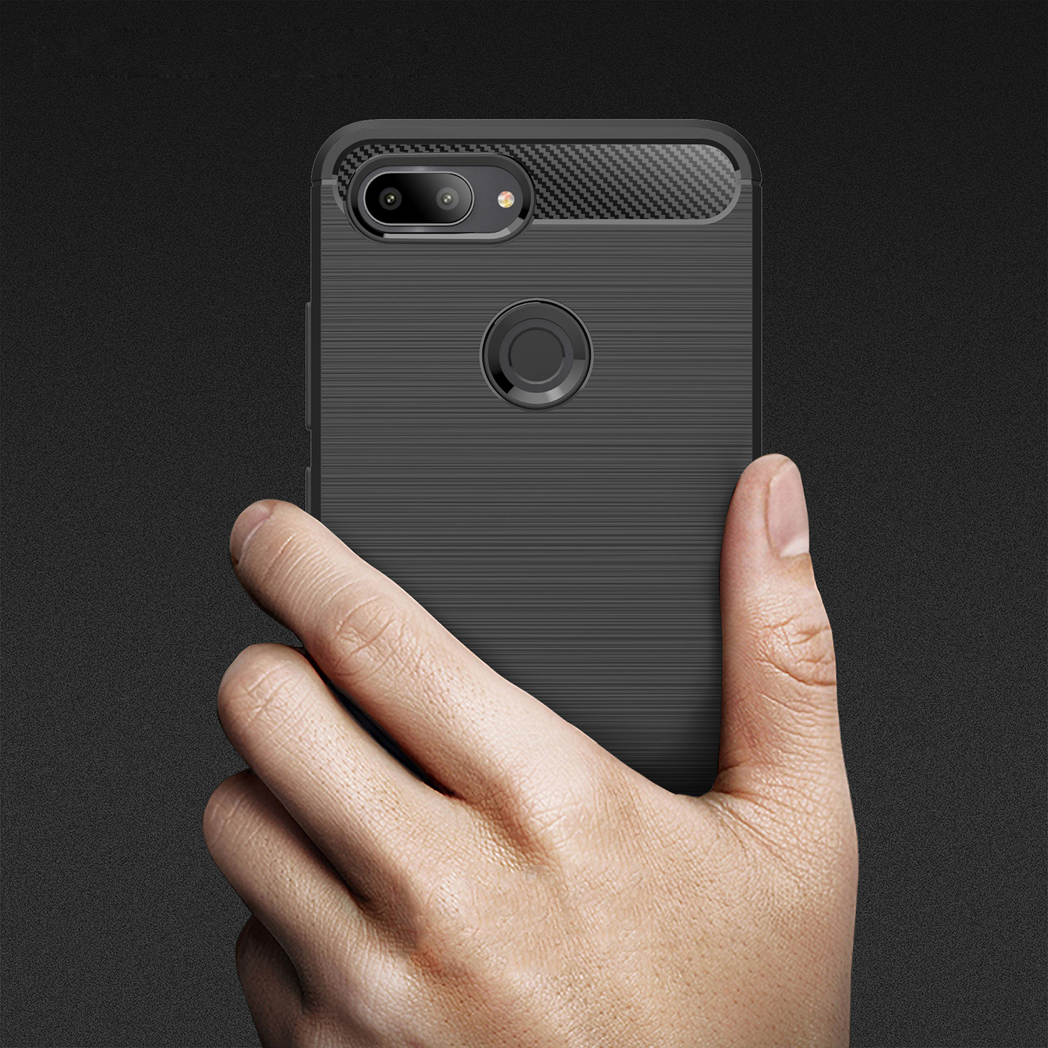 เคส Xiaomi Mi 8 Lite #เคสฝาหลัง TPU นิ่มคาร์บอนไฟเบอร์ผิวแบบขัดแปรง