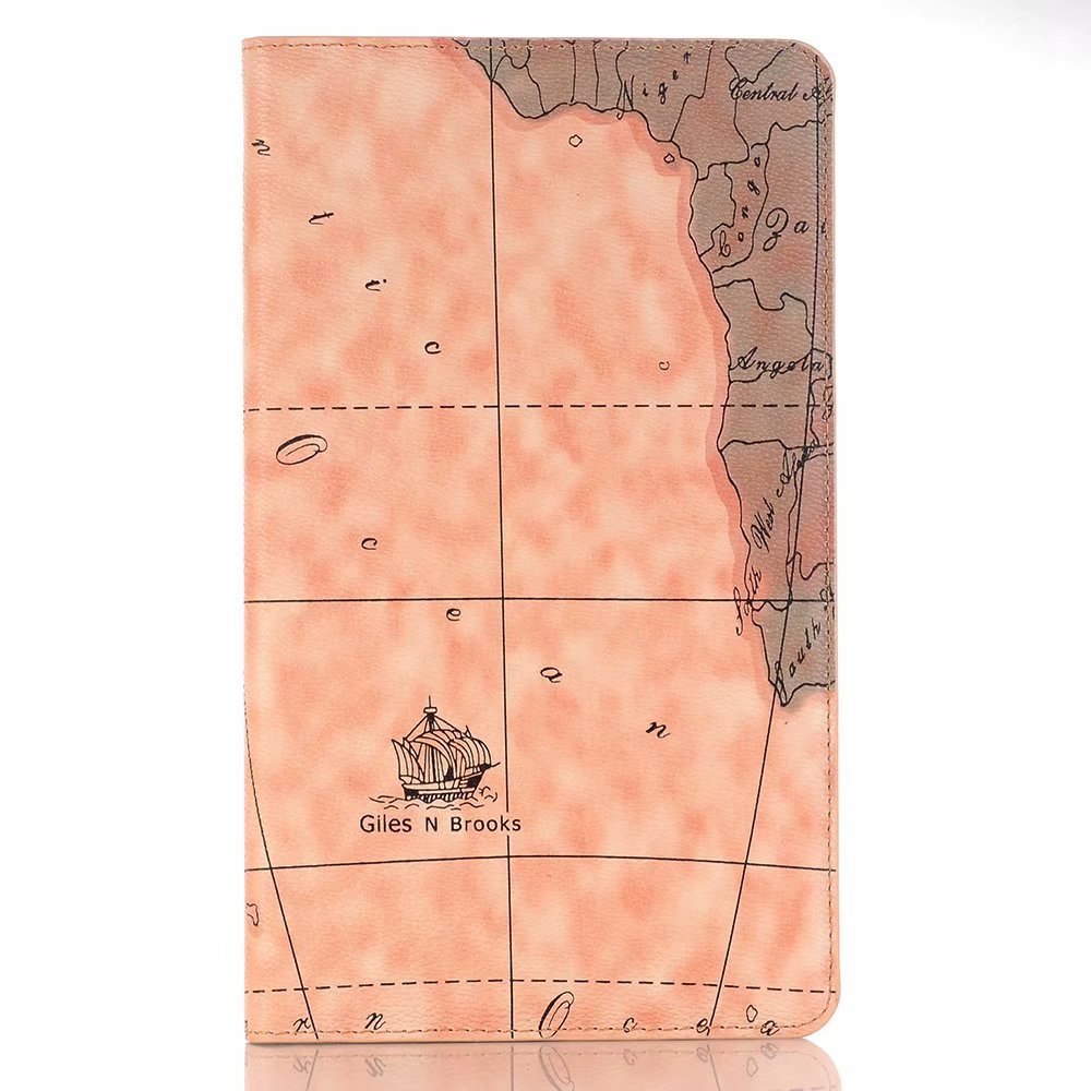 Case Huawei MediaPad M5 Lite 8 #เคสฝาพับหนัง PU พิมพ์รูปแบบแผนที่ Map Pattern Stand Wallet Leather