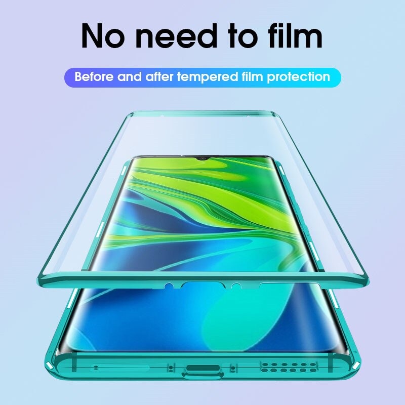 เคส Xiaomi Mi Note 10 Pro #เคสฝาครอบกระจกขอบโลหะดูดซับแม่เหล็ก Fully Protection Magnetic Adsorption Glass Metal Phone Protective