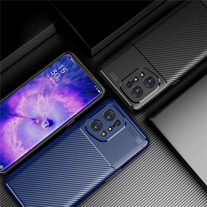 Case OPPO Find X5 Pro 5G #เคสฝาหลังนิ่ม Carbon Fiber Anti-drop TPU Protection
