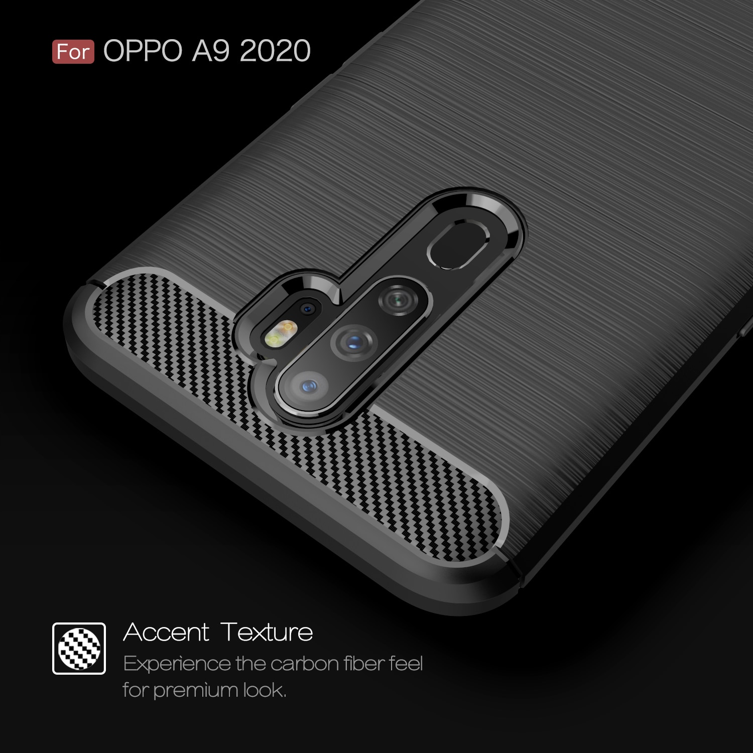 เคส OPPO A9 (2020)/ A5 (2020) #เคสคาร์บอนไฟเบอร์ ผิวขัดแปรง Brushered TPU Back Case