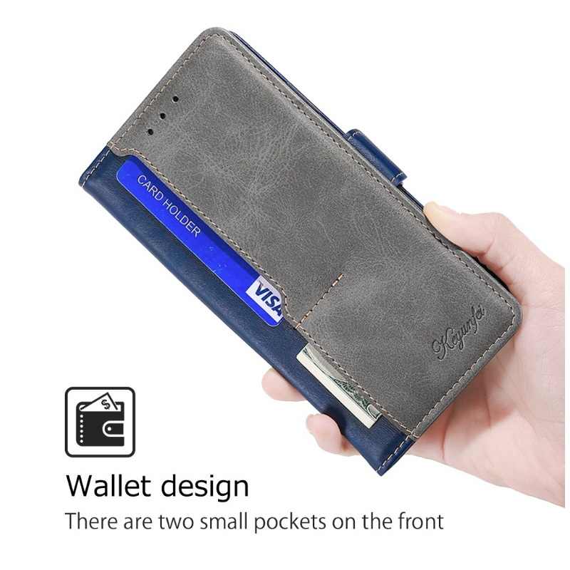 เคส Samsung Galaxy S23 Ultra 5G #เคสฝาพับปกหนังสไตล์วินเทจแบบกระเป๋าสตางค์ออกแบบสีทูโทน Flip Leather Case
