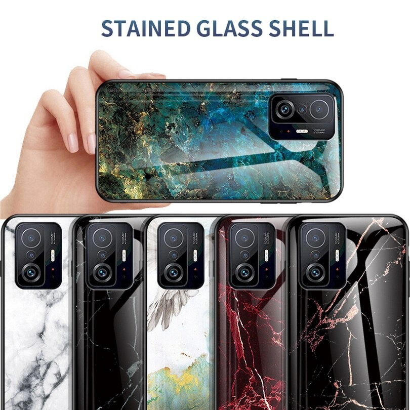 เคส Xiaomi 11T / 11T Pro #เคสฝาหลัง Gradient Color ลายหินอ่อน Glass + PC + TPU Hybrid Case