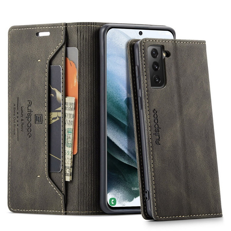 เคส Samsung Galaxy S21+ #เคสฝาพับหนัง PU แบบกระเป๋าสตางค์ AUTSPACE Series RFID Blocking Retro Matte Leather Wallet