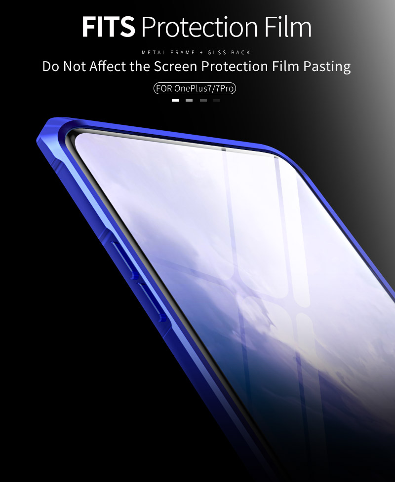 เคส OnePlus 7 Pro #เคสกรอบโลหะคุณภาพสูงแผ่นหลังกระจก High-Quality Metal Frame + Glass Back
