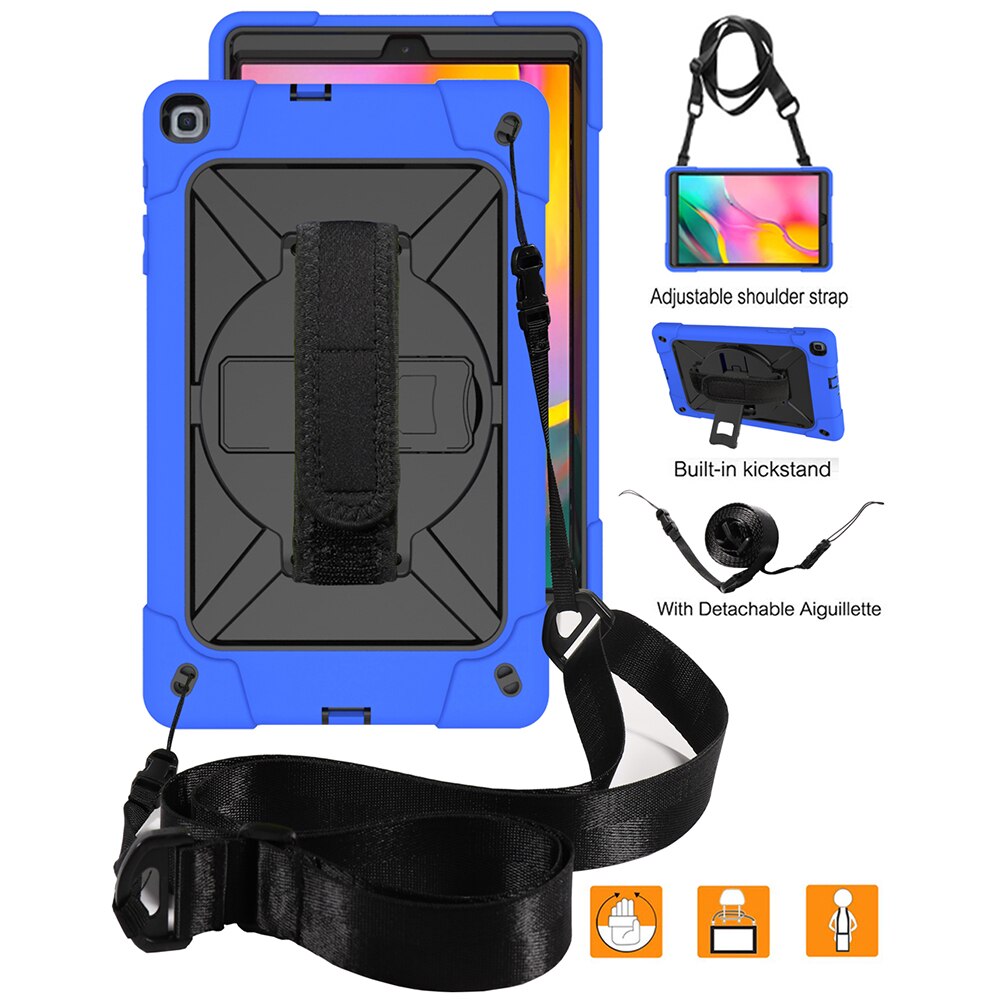 เคส Samsung Galaxy Tab A 10.1 (2019) SM-T510/T515 #เคสฝาหลังกันกระแทก 360 Degree Rotary Kickstand PC + Silicone มีสายคล้องมือ มีสายคล้องไหล่
