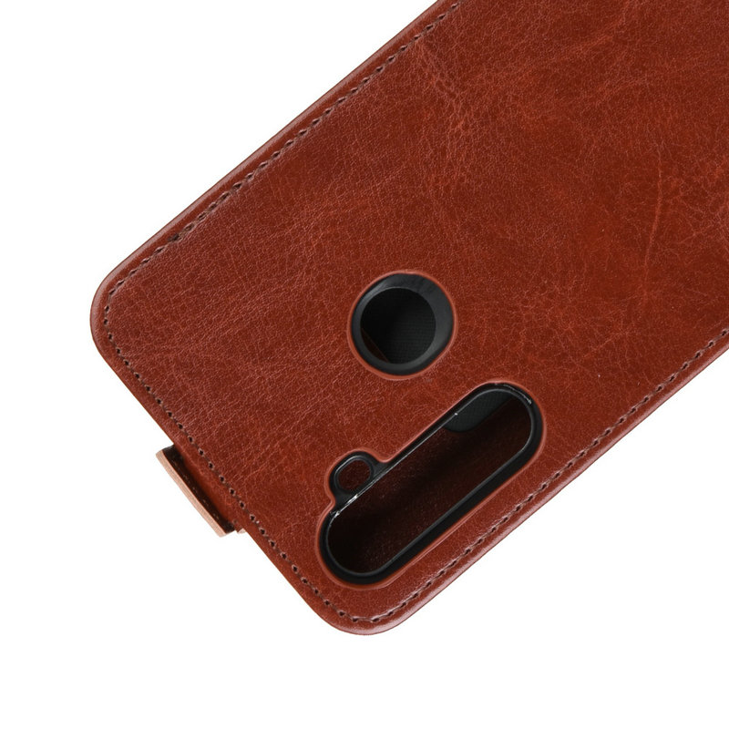 Case Realme 5 Pro #เคสฝาพับหนัง PU Crazy Horse แนวตั้ง พร้อมช่องเสียบการ์ด