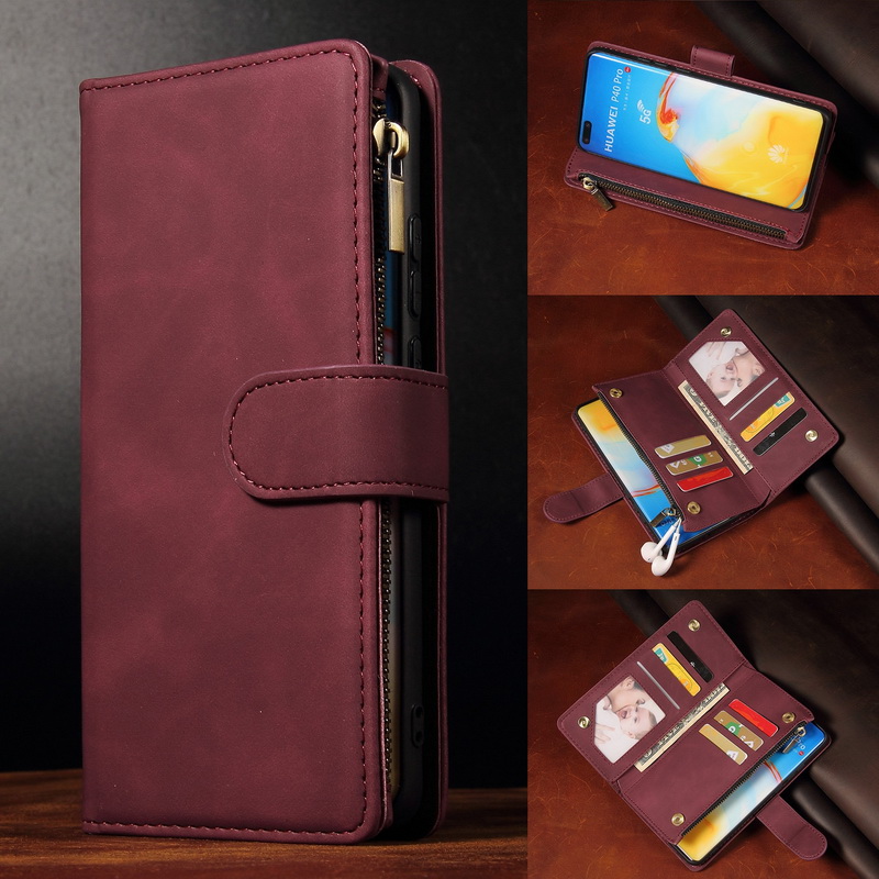 Case Samsung Galaxy Note 10+ #เคสฝาพับหนัง PU แบบกระเป๋าสตางค์มีที่เก็บบัตรหลายช่อง Retro Wallet Leather Cover Multi Cards Stand