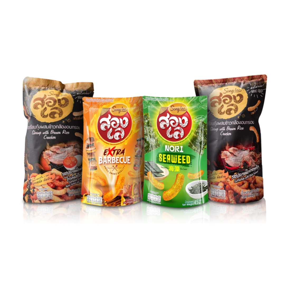 สองเล Snack จากข้าว รสจัดจ้าน เซตขายดี คละรส 4 ห่อ