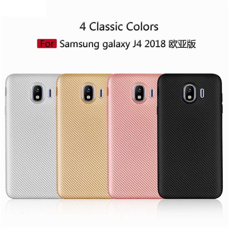Case Samsung Galaxy J4 (2018) #เคสฝาหลัง TPU นิ่มแบบคาร์บอนไฟเบอร์ Soft Skin Case