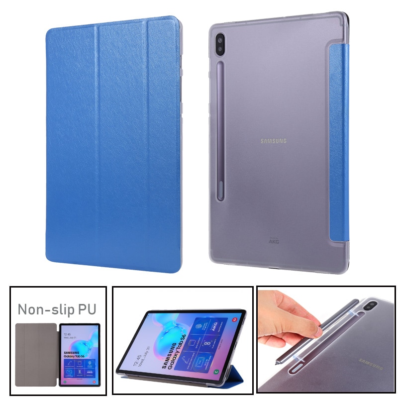 Case Samsung Galaxy Tab S6 10.5 SM-T860 SM-T865 #เคสฝาพับหนัง PU พับสามพับ Silk Texture Leather Stand Case