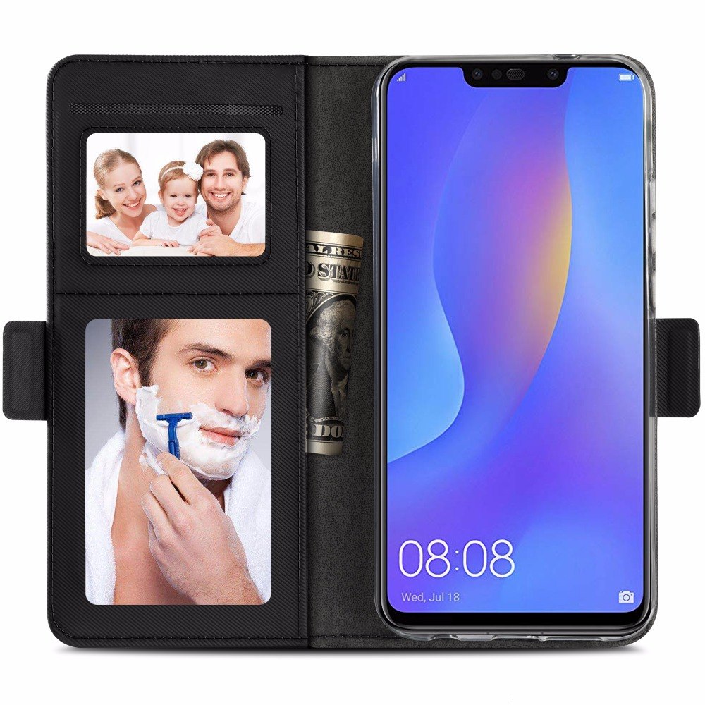 Case Huawei nova 3i #เคสฝาพับแบบกระเป๋าสตางค์มีช่องใส่การ์ดและกระจกแต่งหน้า การออกแบบพื้นผิวลายคุณภาพดี