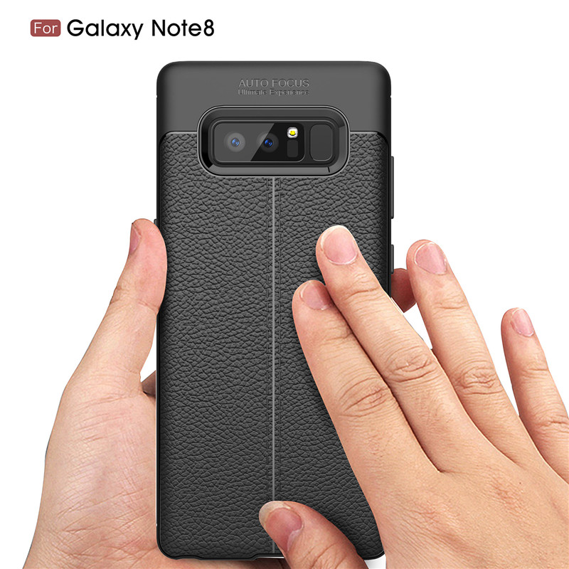 เคส Samsung Galaxy Note 8 #เคสฝาหลัง TPU ลายหนัง PU ผิวลิ้นจี่ช่วยป้องกันลายนิ้วมือและกันลื่นได้ดี