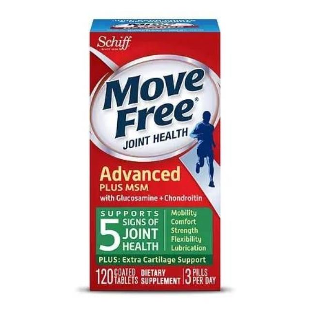 Schiff® Move Free® Joint Health, Advanced Plus MSM with Glucosamine + Chondrotin 120 Coated Tablets อาหารเสริม บำรุงกระดูกและข้อ