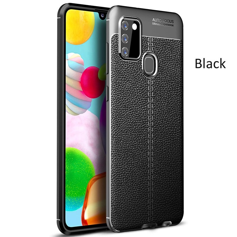 เคส Samsung Galaxy A21s #เคสฝาหลัง TPU ผิวลิ้นจี่ช่วยป้องกันลายนิ้วมือและกันลื่นได้ดี