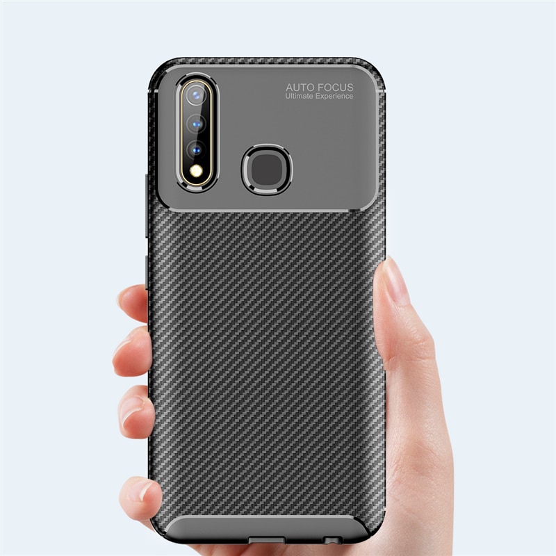 เคส Vivo Y19 #เคสฝาหลังนิ่ม Carbon Fiber Anti-drop TPU Protection