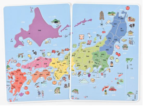 [สื่อการสอนภาษาญี่ปุ่น] แผนที่จิ๊กซอว์ประเทศญี่ปุ่น ジグソーとかるたでよくわかる デラックス日本地図パズル Deluxe Japan National Map Puzzle