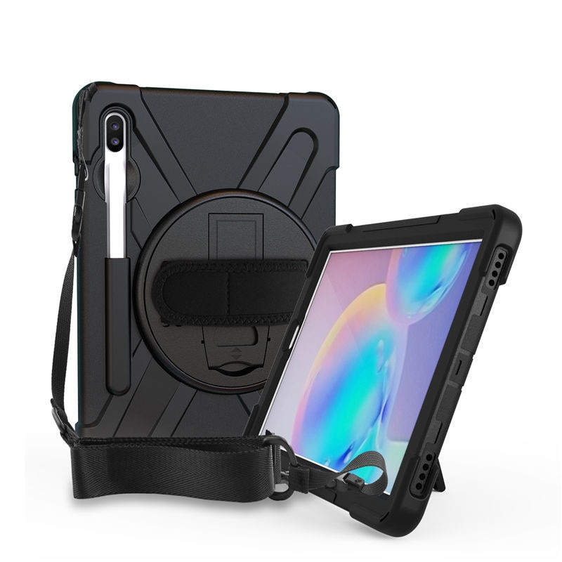 เคส Samsung Galaxy Tab S7 11นิ้ว T870 T875 #เคสฝาหลังกันกระแทก X-Shape 360 Degree Rotary Kickstand PC + Silicone มีสายคล้องมือ มีสายสะพายคล้องไหล่