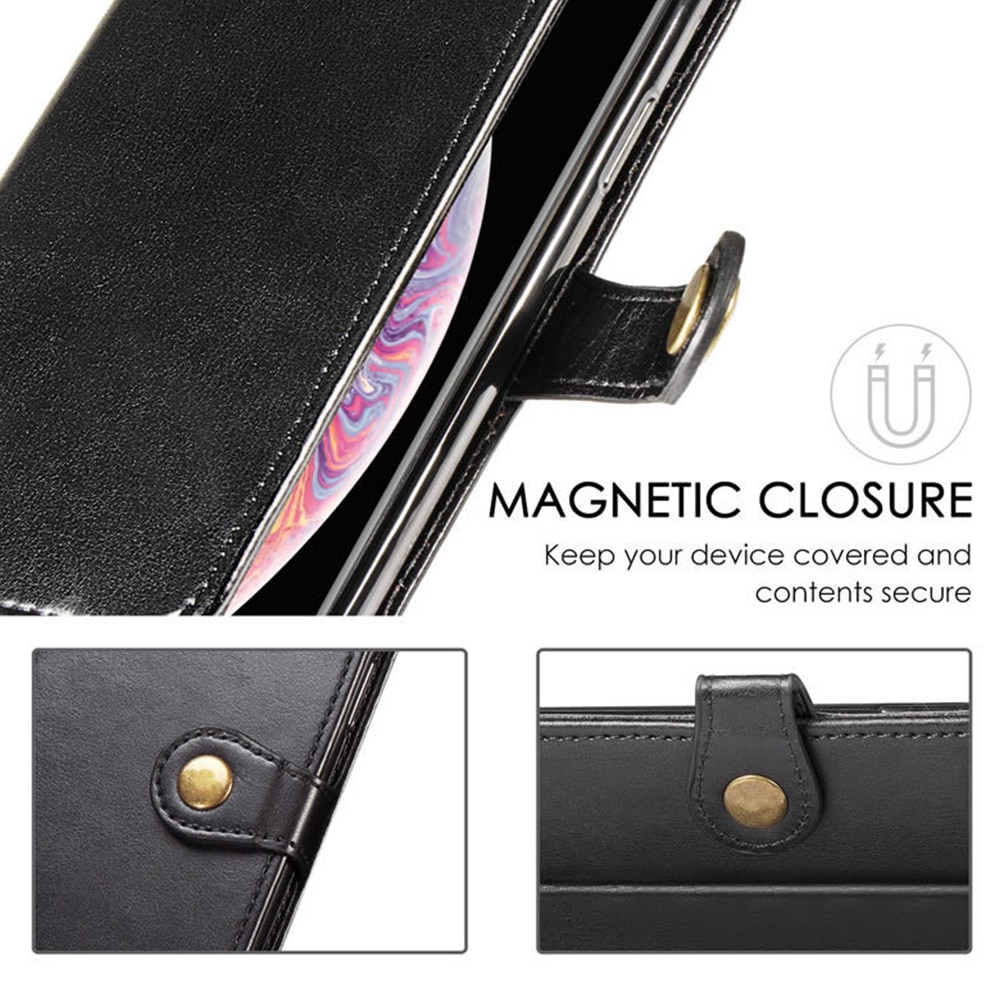 Case iPhone 11 6.1 inch #เคสฝาพับแถบปิดแม่เหล็กพับตั้งได้ Magnetic Closure Wallet Lanyard Leather