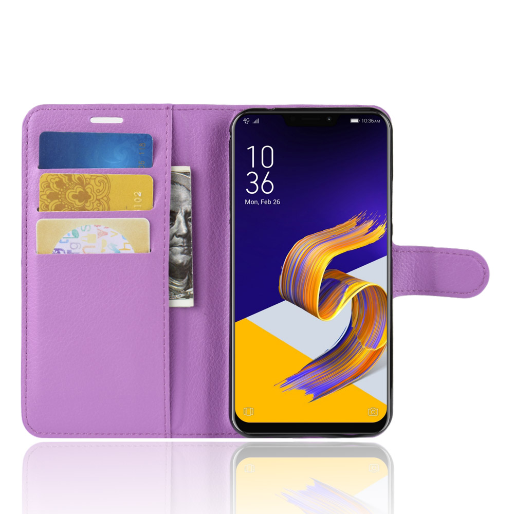 Case Asus Zenfone 5 ZE620KL / 5z ZS620KL #เคสฝาพับสไตล์กระเป๋าสตางค์หนัง PU ผิวลิ้นจี่สีสันสวยงามทันสมัย