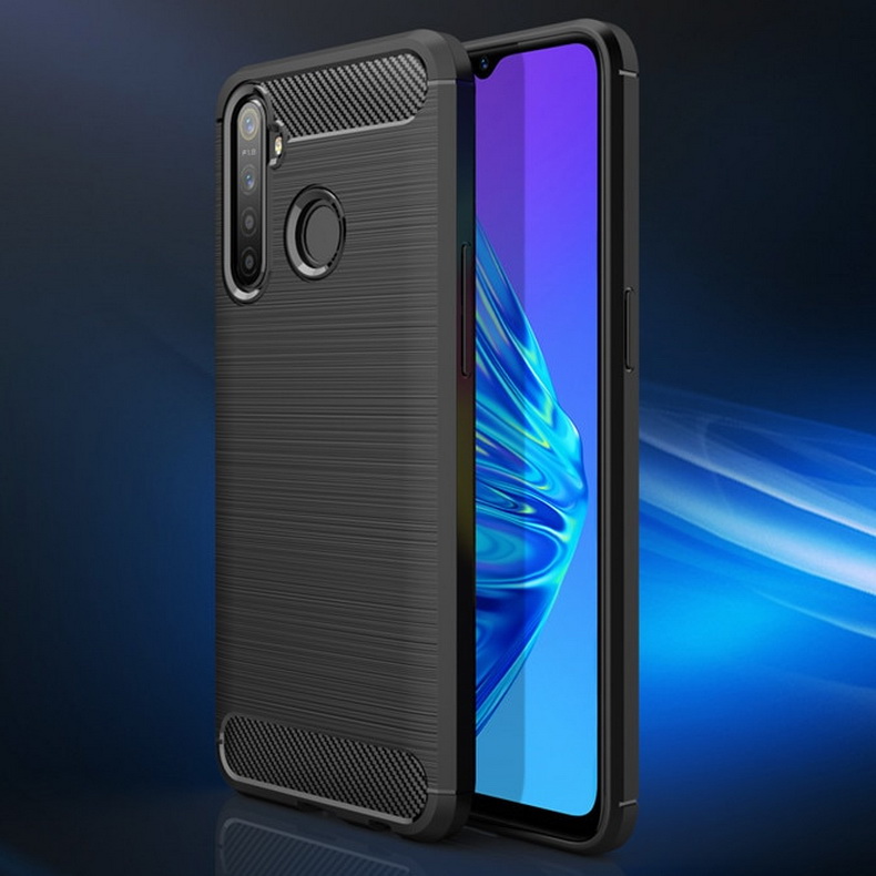 เคส Realme 5 Pro #เคสคาร์บอนไฟเบอร์ ผิวขัดแปรง Brushered TPU Back Case