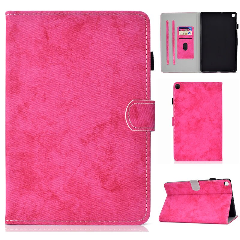 Case Samsung Galaxy Tab S6 Lite 10.4 SM-P610 P615 P617 #เคสฝาพับหนัง PU ลายผิวผ้ามีช่องใส่บัตร Business Style Leather Case with Card Storage