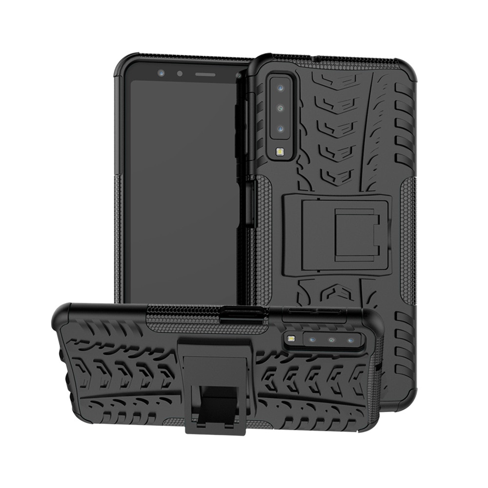 Case Samsung Galaxy A7 (2018) A750 #เคสฝาหลังกันลื่น Cool Tyre Pattern Kickstand (PC + TPU)