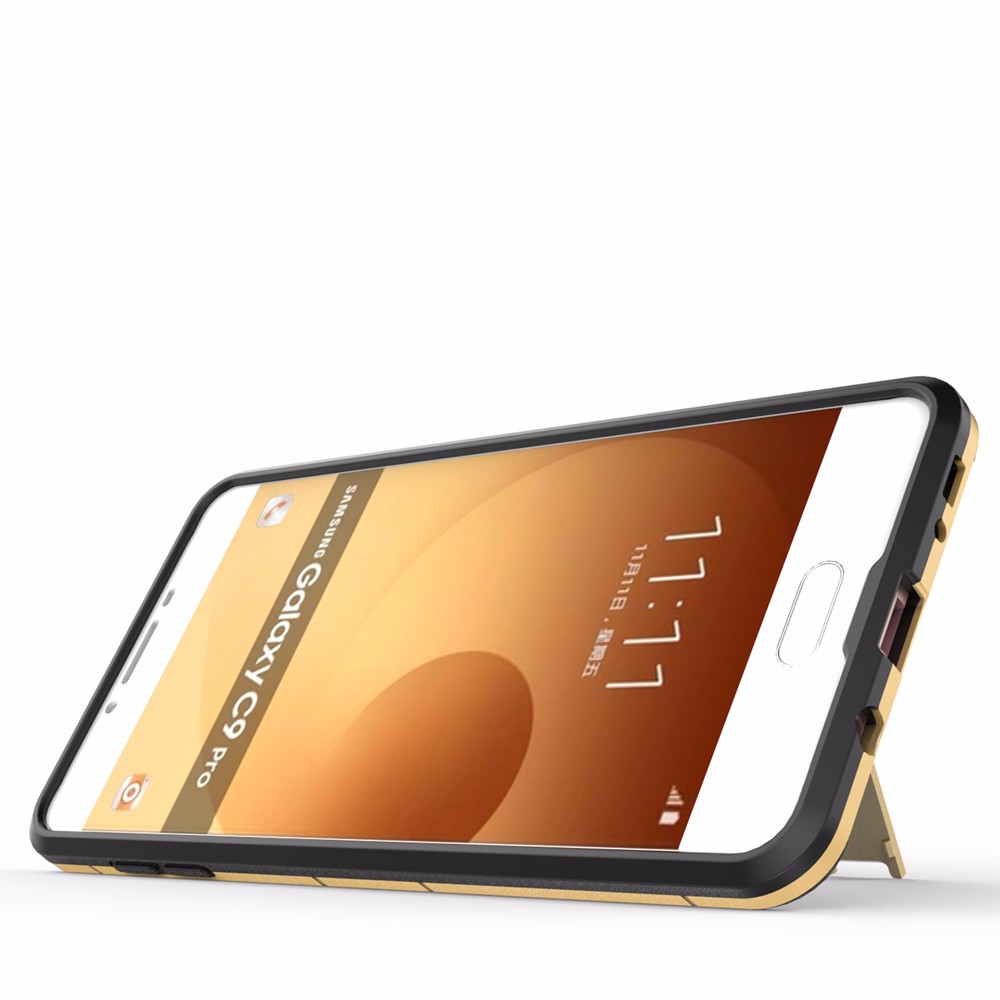 Case Samsung Galaxy C9 Pro #เคสฝาหลังกันกระแทก Hybrid TPU+PC มีขาตั้งในตัว