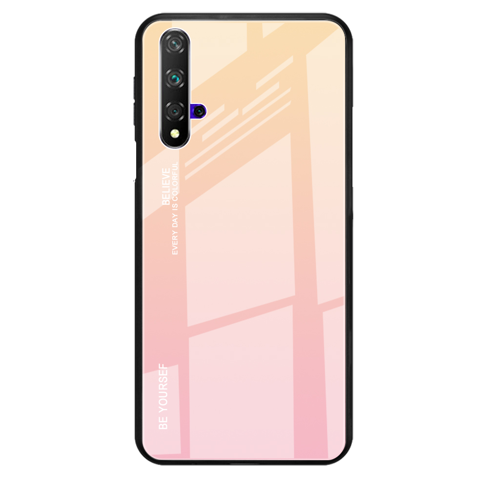 Case Huawei Nova 5T #เคสฝาหลัง Gradient Color Glass + PC + TPU Hybrid Case