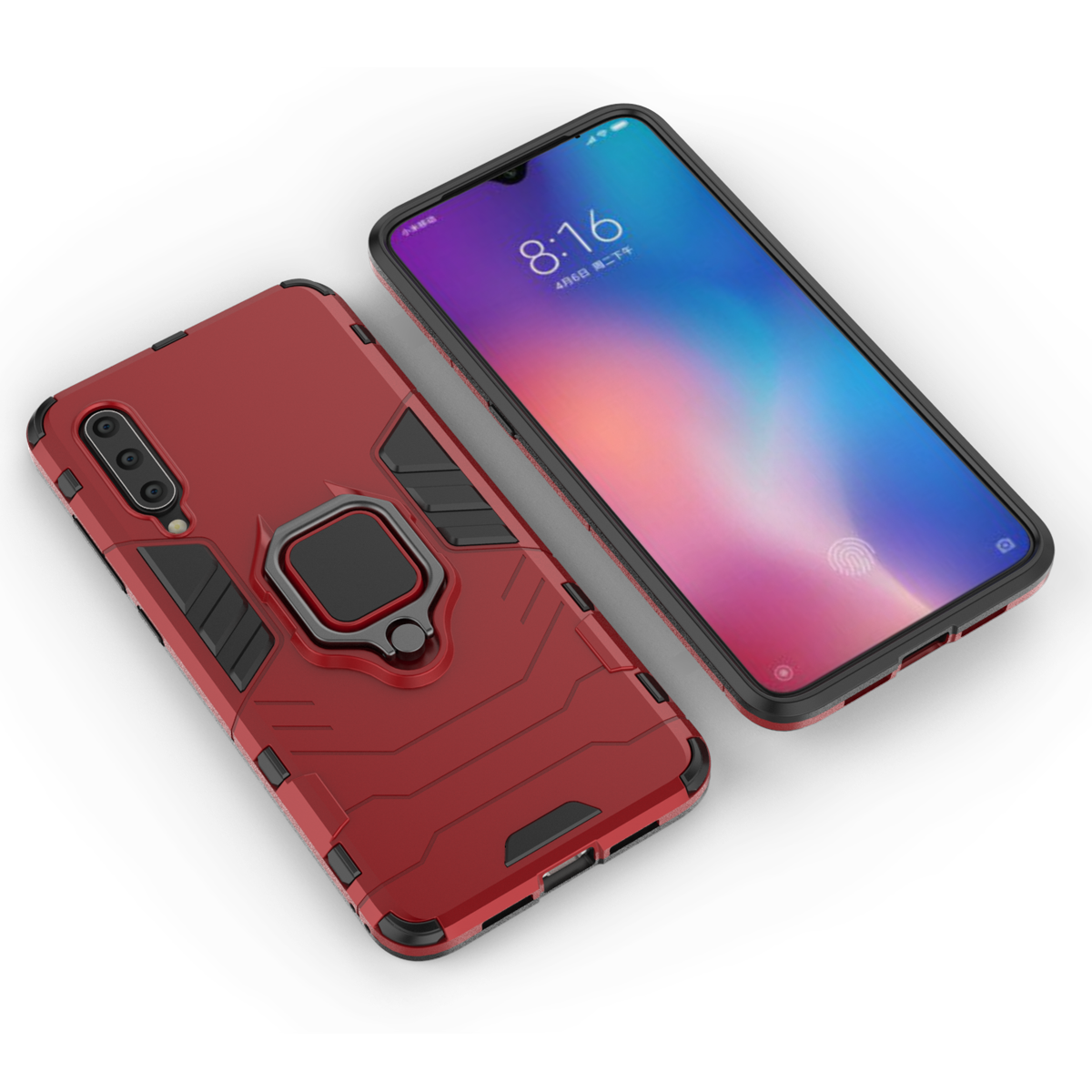 Case Xiaomi Mi 9 SE #เคสฝาหลังพลาสติกแข็ง +TPU Hybrid Case มีแหวนสวมนิ้วโลหะ