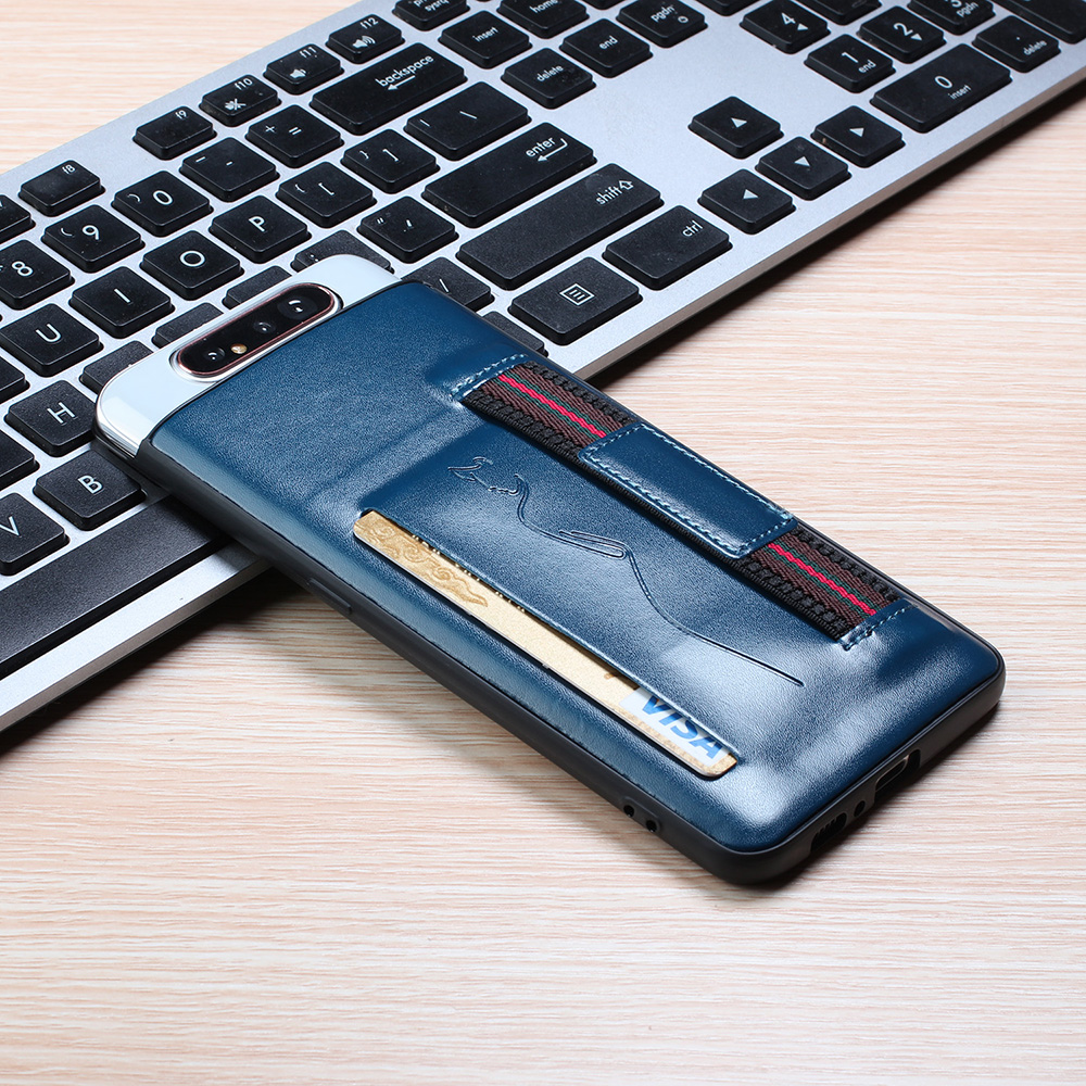 Case Samsung Galaxy A80 #เคสฝาหลังมีที่ใส่บัตรหนัง PU + TPU พร้อมสายรัดสวมนิ้ว