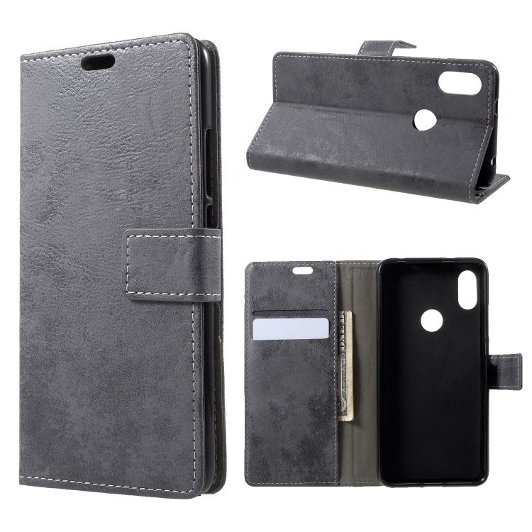 Case Asus Zenfone Max Pro (M1) #เคสฝาพับหนัง PU สไตล์ Retro มีช่องเสียบบัตร