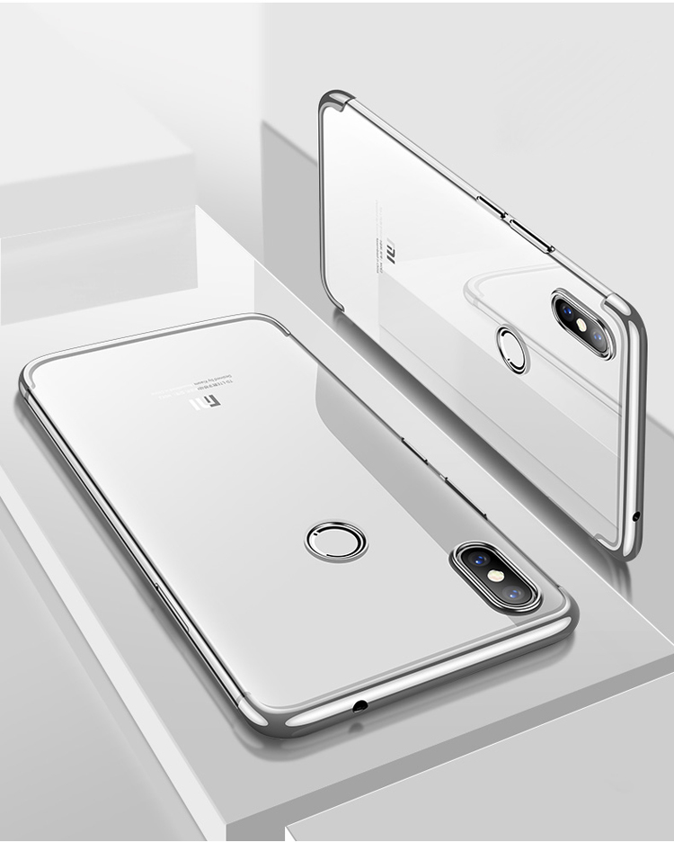 Case Xiaomi Mi 8 (6.21-inch) #เคสฝาหลังใสนิ่มขอบสีชุบเงาเหมือนโลหะคุณภาพดีราคาเบาๆสบายกระเป๋า