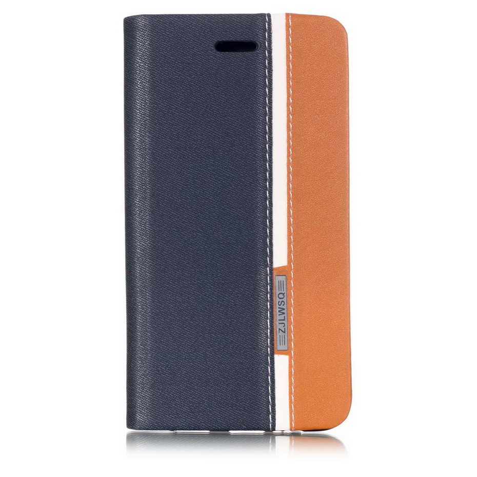 เคส OnePlus 6 #เคสฝาพับหนัง PU ออกแบบสีทูโทนตัดแถบสีคมชัด Contrast Color PU Leather