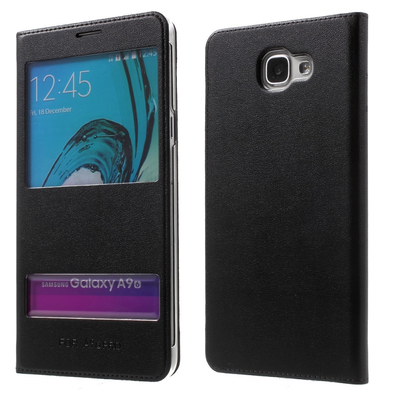 เคส Samsung Galaxy A9 Pro (2016) #เคสฝาพับ 2 ช่องวิว Double Window Leather คุณภาพดีใช้งานได้สะดวก