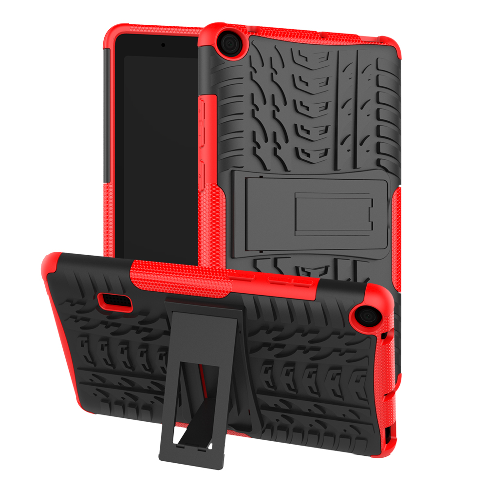 เคส Huawei MediaPad T3 7.0 Wi-Fi (BG2-W09) #เคสฝาหลังกันลื่น Cool Tyre Pattern Kickstand (PC + TPU)