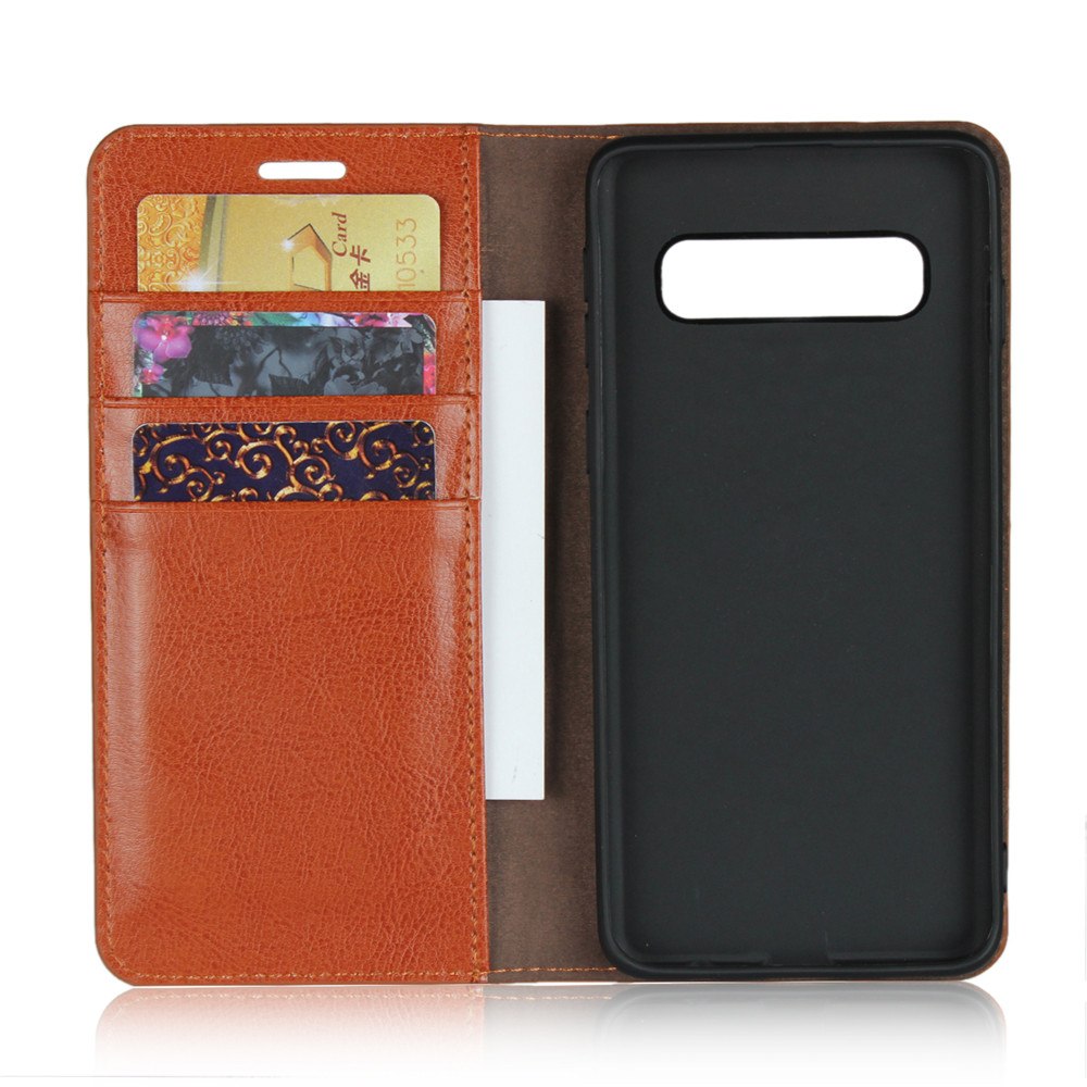 Case Samsung Galaxy S10 Plus #เคสฝาพับแบบกระเป๋าสตางค์หนังแท้ Crazy Horse Genuine Leather Wallet Shell
