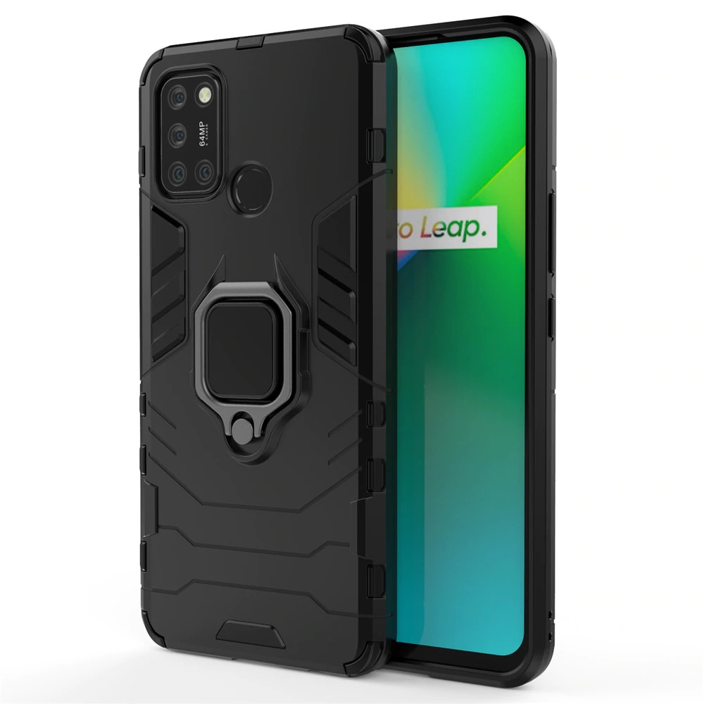 Case realme C17 #เคสฝาหลังพลาสติกแข็ง +TPU Hybrid Case มีแหวนสวมนิ้วโลหะ