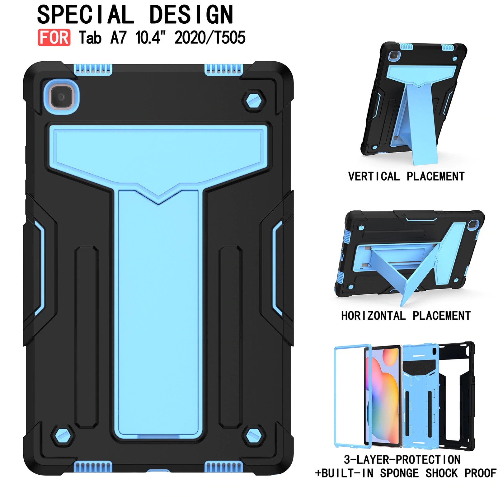 Case Samsung Galaxy Tab A7 10.4" 2020 (T500,T505,T507) #เคสฝาหลังกันกระแทกมีขาตั้ง Kickstand PC Silicone Armour Defender