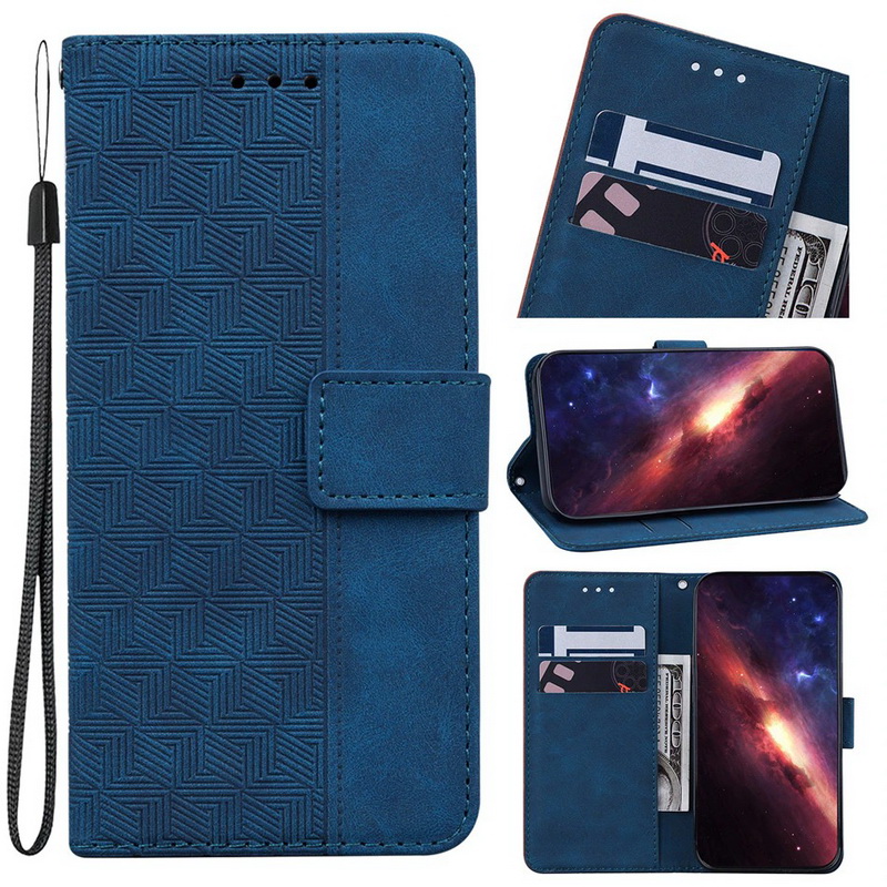เคส Samsung Galaxy Note 10+ #เคสฝาพับปกหนัง PU ลายเรขาคณิต พร้อมช่องใส่บัตรแบบกระเป๋าสตางค์