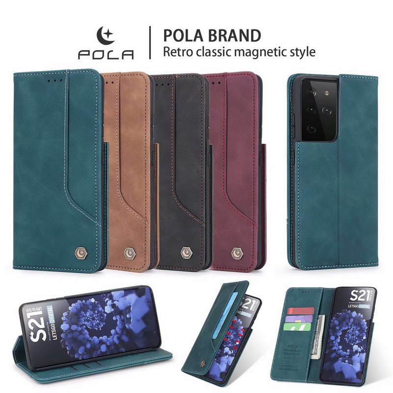 เคส Samsung Galaxy S21 Ultra #เคสฝาพับหนัง PU สไตล์กระเป๋าสตางค์พร้อมช่องใส่การ์ด Luxury Flip Stand Card Phone Leather Wallet Cover Casing