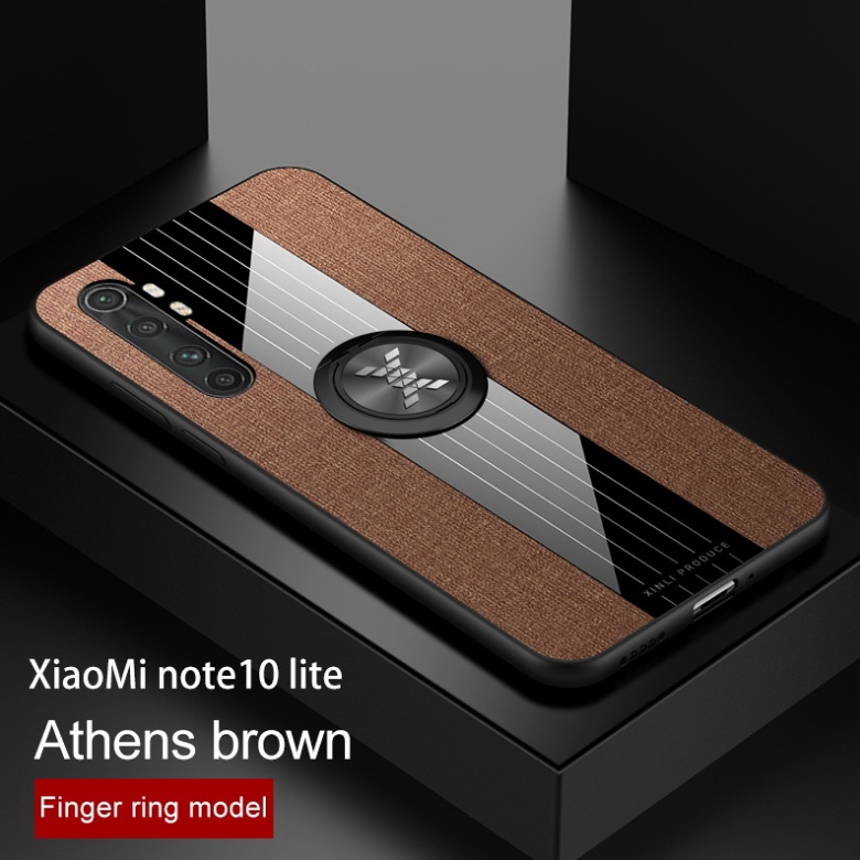 Case Xiaomi Mi Note 10 Lite #เคสฝาหลังเคลือบผ้าเนื้อมีแหวนสวมนิ้ว TPU ไฮบริด+อะคริลิ + แหวนโลหะ [ในตัวแผ่นโลหะแม่เหล็ก]