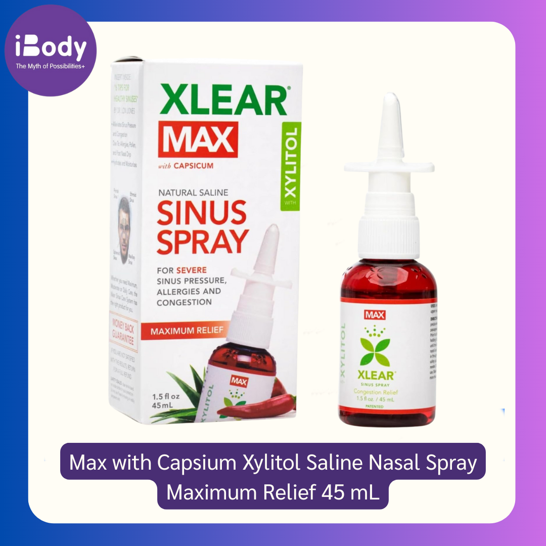 Xlear® Max with Capsium Xylitol Saline Nasal Spray Maximum Relief 45 mL สเปรย์พ่นล้างจมูก ล้างไซนัส