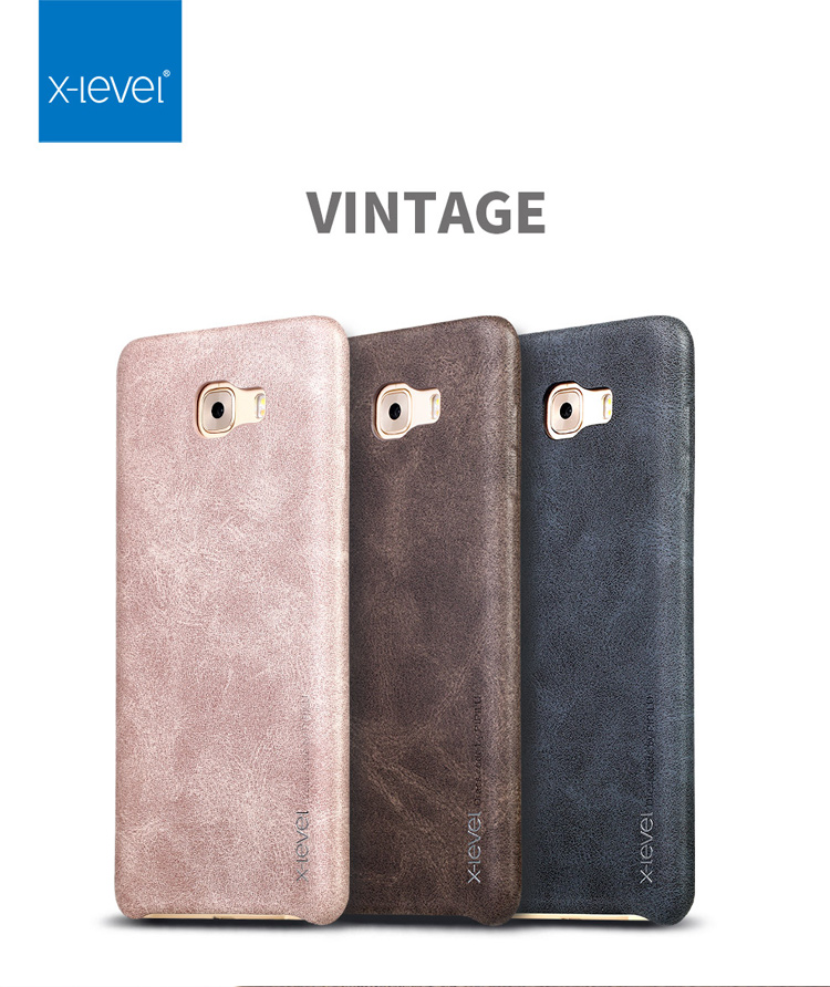 เคส Samsung Galaxy C9 Pro #เคสฝาหลัง X-LEVEL Vintage Series ซีรี่ส์ (หนัง PU + PC) คุณภาพดีราคาถูก